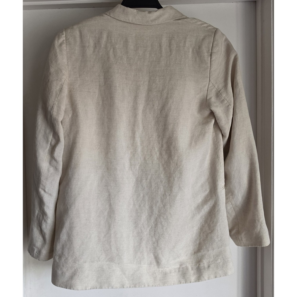 H&M Blazer Women's S Beige Linen Blend Long Sleeve Classic Jacket Coat - Picture 2 of 5